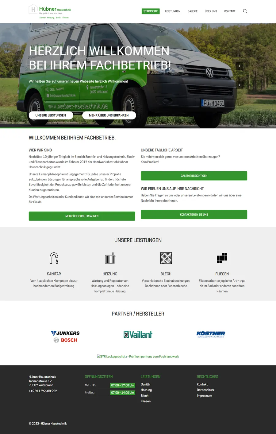 Startseite von Hübner Haustechnik in voller Länge