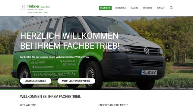 Website von Hübner Haustechnik
